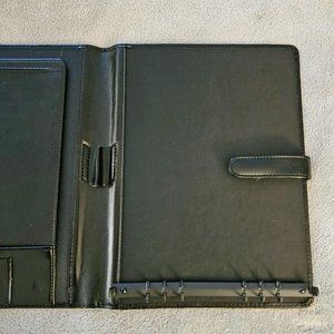 NWOT, 6 Ring Binder Folio, Black Faux Leather